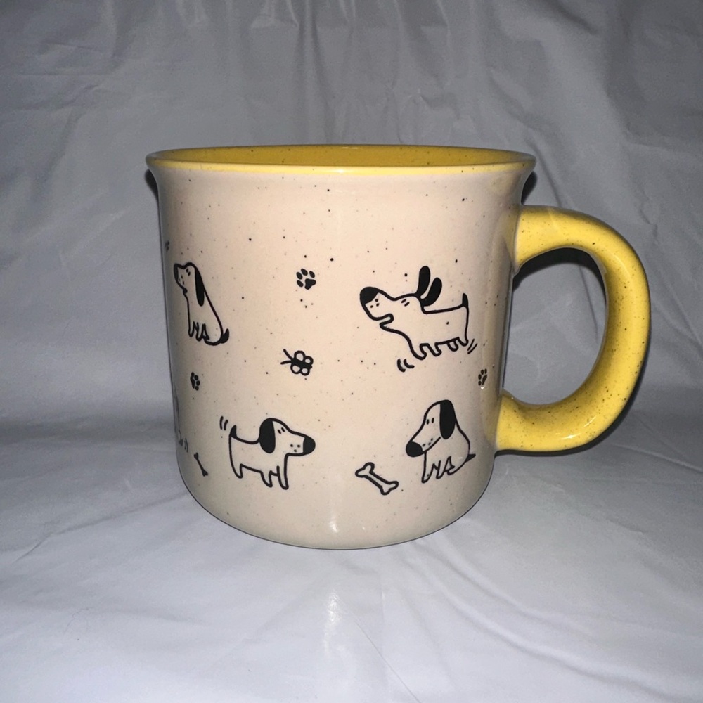 Charming Dog Print Mug with Yellow Interior